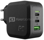 Green Cell PowerGaN 65W PD 3.0 QC 3.0 2xUSB-C 1xUSB-A wall charger