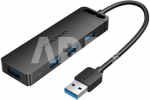 USB 3.0 4-Port Hub with Power Adapter Vention CHLBB 0.15m, Black