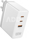Wall charger, Vention, FEGW0-EU, 2xUSB-C, USB- A, 100W/100W/30W, GaN (white)