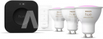 Philips Hue Starter set: 3 GU10 bulbs, dimmer switch, Hue Bridge Pro | GU10 | Zigbee, Wi-Fi, Bluetooth
