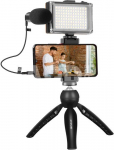 Puluz Live broadcast kit tripod mount + LED lamp + microphone + phone clamp