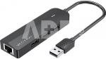 USB 2.0 3-Port Hub with Ethernet Adapter 100m Vention CHPBB 0.15m, Black