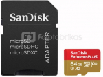 Sandisk memory card microSDXC 64GB Extreme Plus + adapter