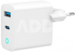 Gembird GaN USB-A USB-C Charger LED 30W PD QC3.0 white