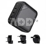 N&aacute;stěnn&aacute; nab&iacute;ječka INVZI GanHub 3x USB-C, 140 W, EU/UK/AU/USA (čern&aacute;)