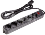 Ilgiklis UPS 3m, 6 lizdai, su jungikliu Black