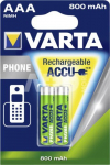 1x2 Varta Professional Accu NiMH 800 mAh AAA Phone Power