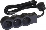 Legrand 16A 3680W 3x2P+Z extra-flat power strip extension with 1.5m cord - black and dark gray