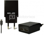 Beline Travel charger 2xUSB + microUSB 2A black