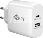 Goobay 65412 USB-C PD Dual Fast Charger (45 W), White Goobay