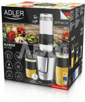 Adler | Blender | AD 4081 | Tabletop | 800 W | Jar material BPA Free Plastic | Jar capacity 0.4 + 0.57 L | Ice crushing | Black/Stainless steel