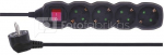 Ilgiklis 4 lizdų 5m su įžeminimu, jungikliu 1,0mm Black