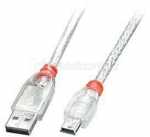 CABLE USB2 A TO MINI-B 0.5M/TRANSPARENT 41781 LINDY