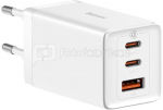 Baseus GaN5 Pro wall charger 2xUSB-C + USB, 65W (white)