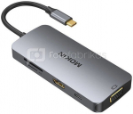 MOKiN 8in1 USB-C Adapter to 3x USB 3.0 + HDMI + USB-C + VGA + SD Card Reader + Micro SD Card Reader (silver)