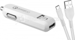 AVACOM CARMAX 2 CAR CHARGER 2X QUALCOMM QUICK CHARGE 2.0, WHITE (USB-C KABEL)