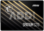 SSD|MSI|SPATIUM S270|960GB|SATA|3D NAND|Write speed 450 MBytes/sec|Read speed 500 MBytes/sec|2,5"|TBW 500 TB|MTBF 2000000 hours|S78-440P130-P83