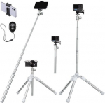 K&F Concept K&F 1,7m Eccentric Tube Cellphone Tripod, Lightweight Super Portable Selfie Stick, DSLR Camera Tripod E224A3+BH-18 Silver