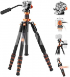 K&F Concept K&F Carbon Fiber Lightweight Camera Tripod with Hydraulic Video Tripod Head O255C4+FH-03