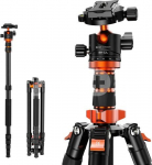 K&F Concept 198cm Aluminum Camera Tripod, 3-section Central Axis Travel Tripod with 32mm Metal Ball Head Load Capacity 12KG