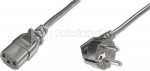 Digitus Power Cord, Schuko (CEE 7/7 ) 90&oslash; angled - C13 M/F, H05VV-F3G 0.75qmm 0.75 m, Black
