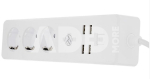 Tellur WiFi Power Strip, 3 Outlets, 4*USB 4A, 2200W, 10A, 1.8m