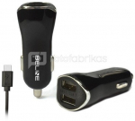 Beline Car charger 2xUSB + USB-C 2,1A black