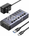 UGREEN Hub 7in1 USB-C, 7x USB-A 3.0 12V 2A (black)
