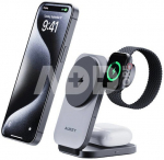 Magnetic Wireless Charger 3 in 1 MagFusion Aukey LC-MC312, 15W Qi2 (gray)