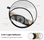 K&F Concept K&F 56cm round reflector Light diffuser 5 in 1 foldable multi-disc with tote bag