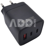 Kroviklis EXTRA DIGITAL GaN 2x USB Type-C, USB Type-A: 65W, PPS
