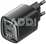 USAMS Charger 30W GaN LED USB+USB-C CC229 Black