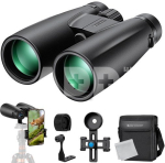 K&F Concept 12*50 HD Binoculars Black BAK4, with Mobile Phone Holder and Tripod Conversion Bracket