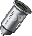 Dual Port Car Charger Vention FFBH0 USB A+C(18/20) Gray