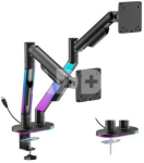 Dviejų 17"-35" monitorių spyruoklinis laikiklis, su RGB ap&scaron;vietimu Black
