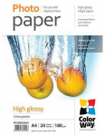 ColorWay High Glossy Photo Paper,180g/m, 20 sheets, A4