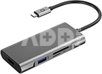 Adapteris USB Type-C - 3 x USB 3.0, Type-C PD, HDMI, SD, TF