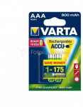 1x2 Varta Rechargeable Accu AAA Ready2Use NiMH 800 mAH Micro