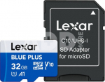 Lexar microSDHC Blue Plus UHS-I with SD adapter, up to 100MB/s read C10/A1/U1 (V10) 32