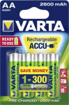 1x4 Varta Rechargeable Accu AA NiMH 2600 mAh Mignon