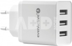 everActive PHONE CHARGER 3X USB 3, 4A WHITE