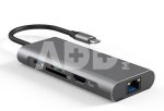 Adapteris USB Type-C - 2 x USB 3.0, 1x USB 2.0, 1x Type C (PD), HDMI, SD, RJ45