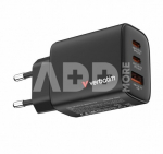 Verbatim Essentials GaN Charger 65W 2xUSB-C/1xUSB-A schwa. 32352