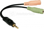 Logilink Audio jack adapter, 4-pin, 3.5 mm stereo male to 2x 3.5mm female Black, 0.15 m