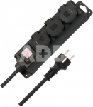 Outdoor Extension Lead 3-way 2m Black