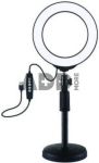 LED žiedinė lempa 16cm, su stovu iki 33cm, USB, RGBW