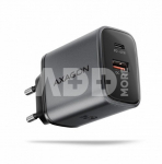 AXAGON ACU-PQ67 GaN Wall charger 67W, 2x port (USB-A + USB-C) PD3.0/PPS/QC4+/SFC 2.0/Apple, Black