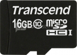 Transcend MicroSDHC 16GB + Adapteris / Class 10