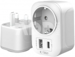 Tech-Protect travel adapter TA100 UK-EU, white