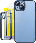 Sada průhledn&eacute;ho pouzdra Baseus Glitter a tvrzen&eacute;ho skla pro iPhone 14 Plus (modr&aacute;)